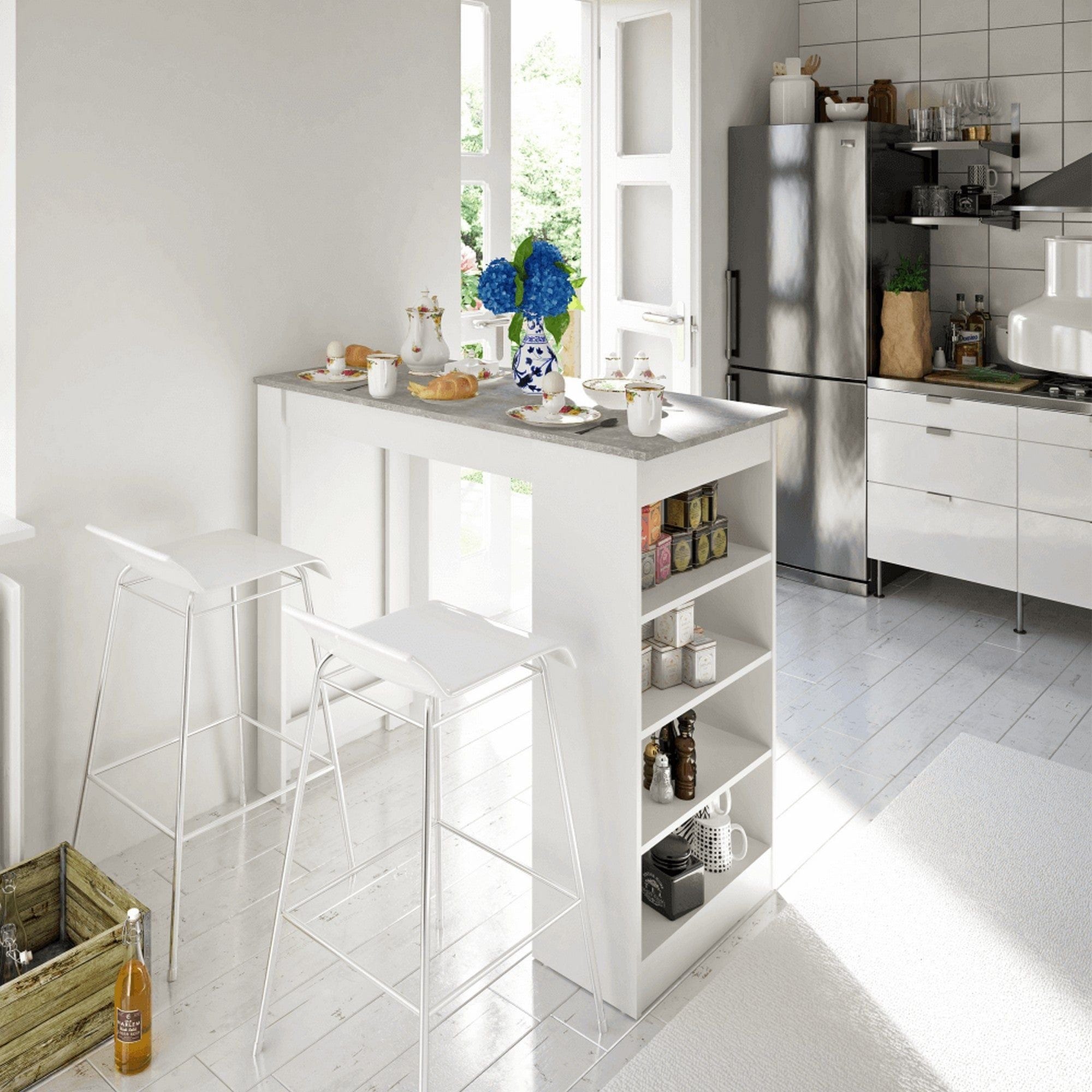 Masa bar AUSTEN, gri/alb, PAL melaminat, 117x57x107 cm