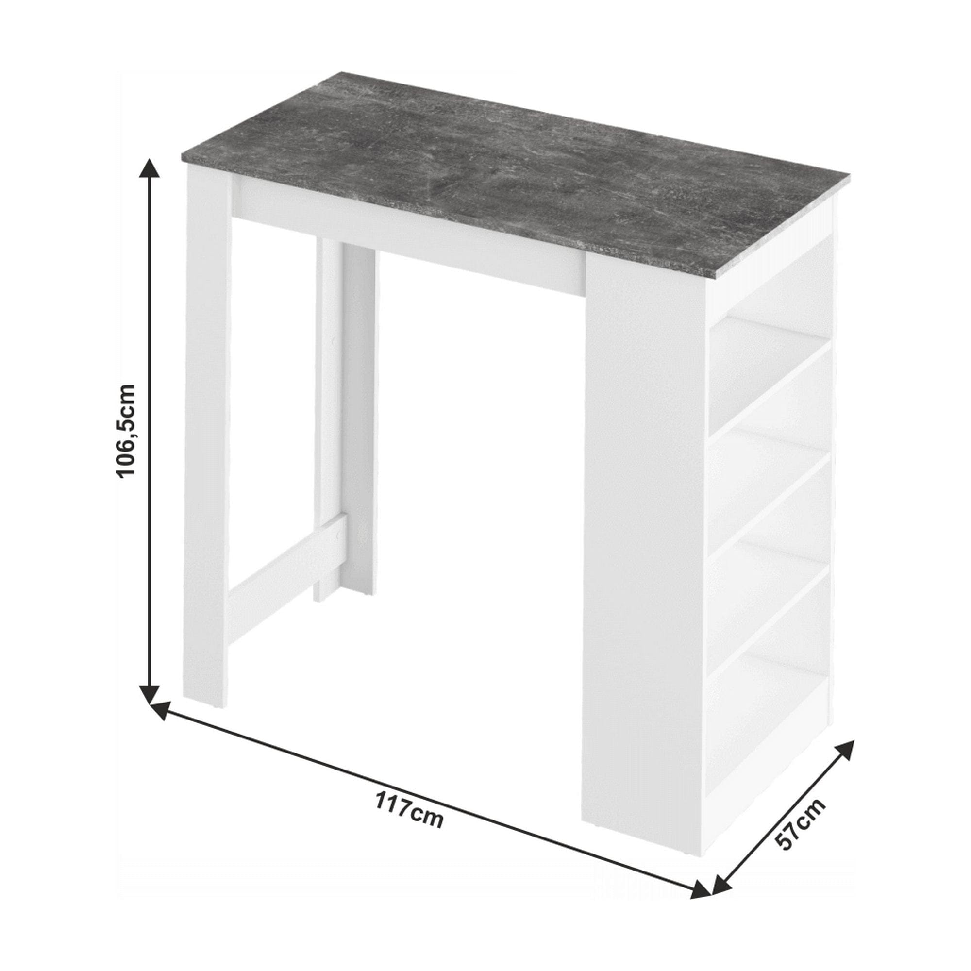 Masa bar AUSTEN, gri/alb, PAL melaminat, 117x57x107 cm