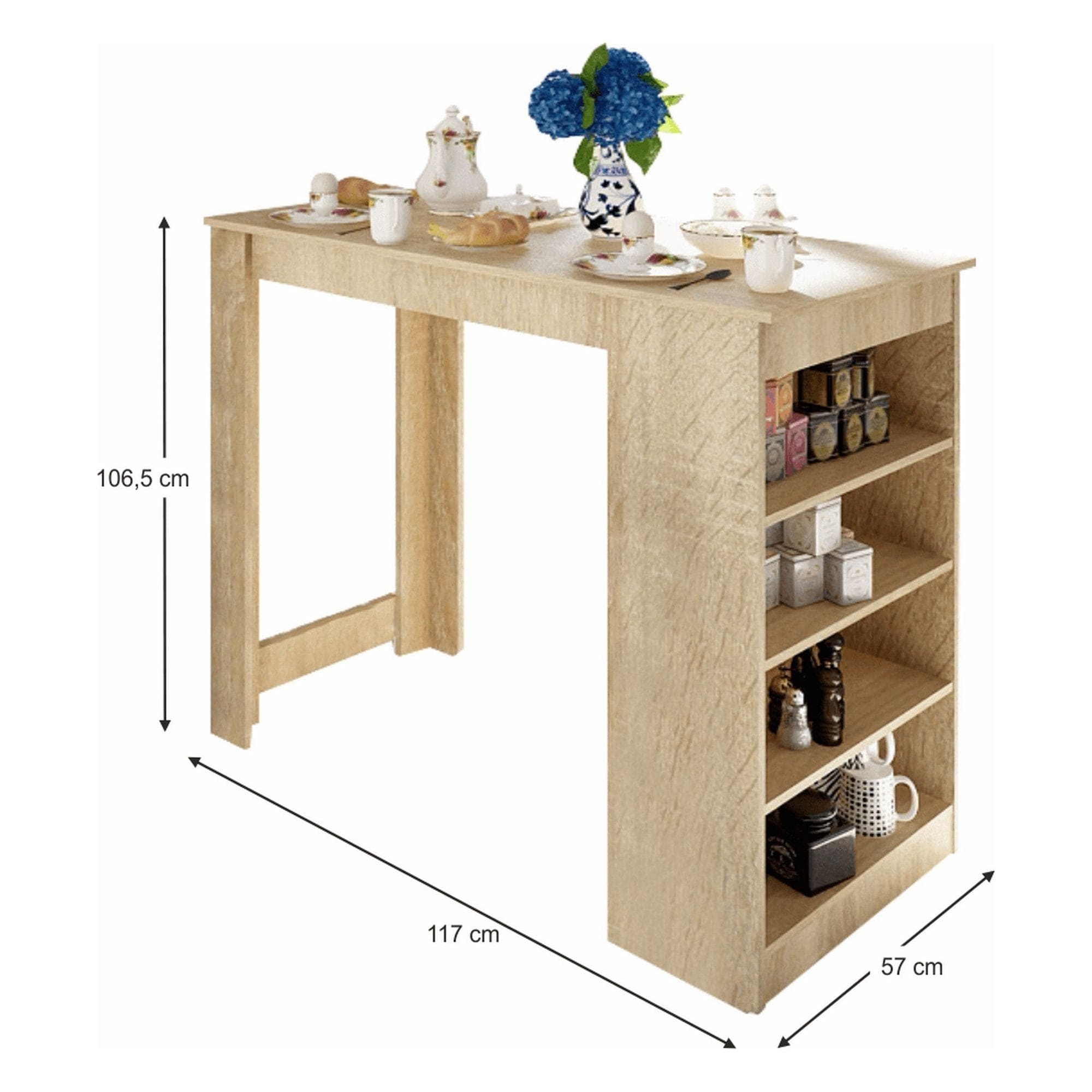 Masa bar AUSTEN, stejar sonoma, PAL melaminat, 117x57x107 cm