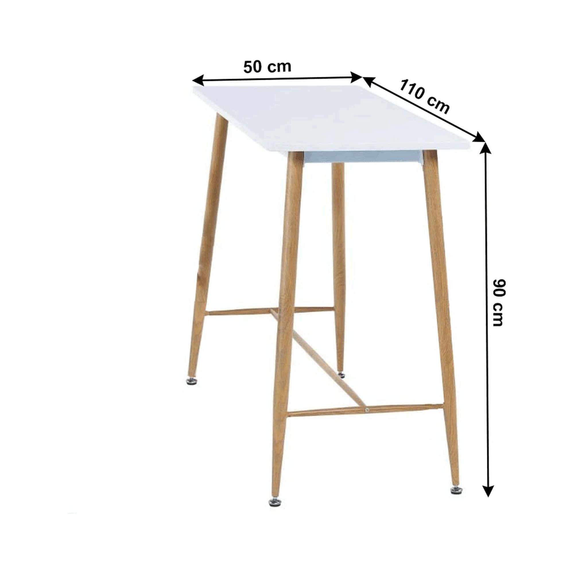 Masa bar DORTON, alb/stejar, 110x50x90 cm