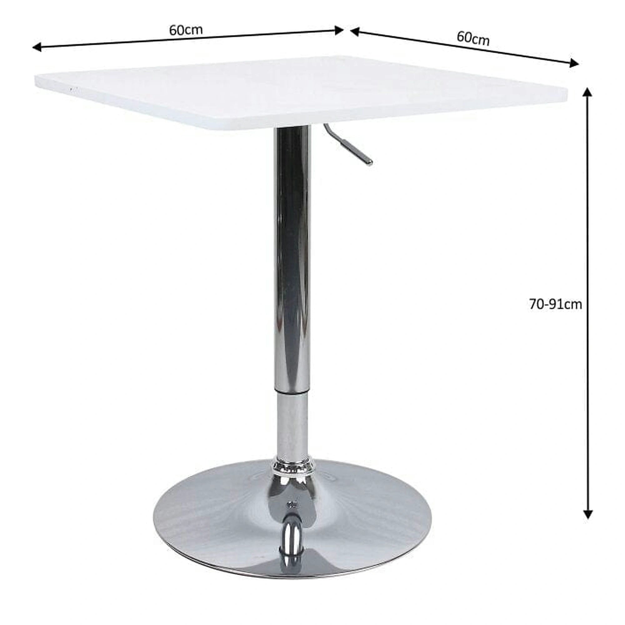 Masa bar FLORIAN 2 NEW, alb/crom, 60x70/91 cm