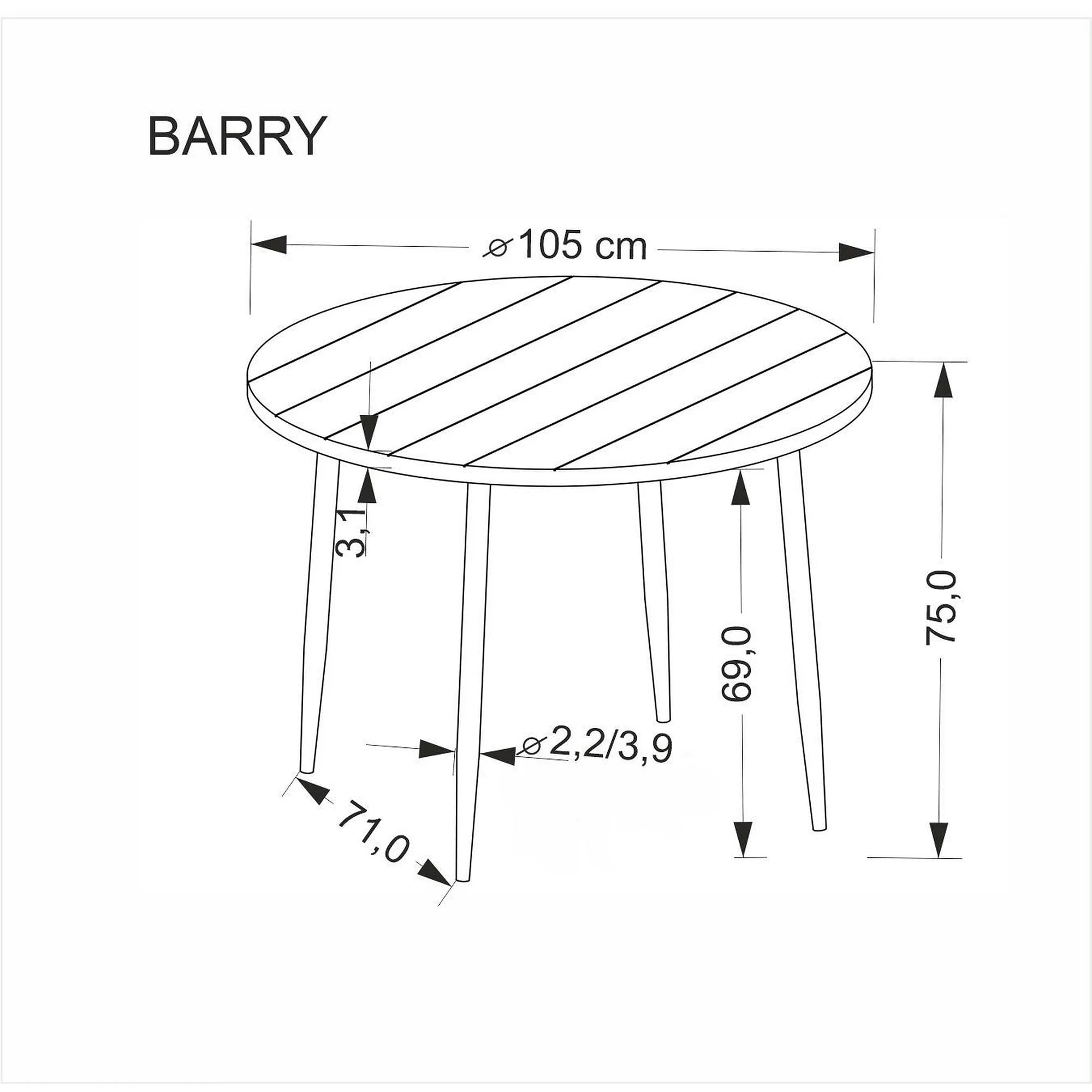 Masa BARRY, nuc/negru, 105x75 cm
