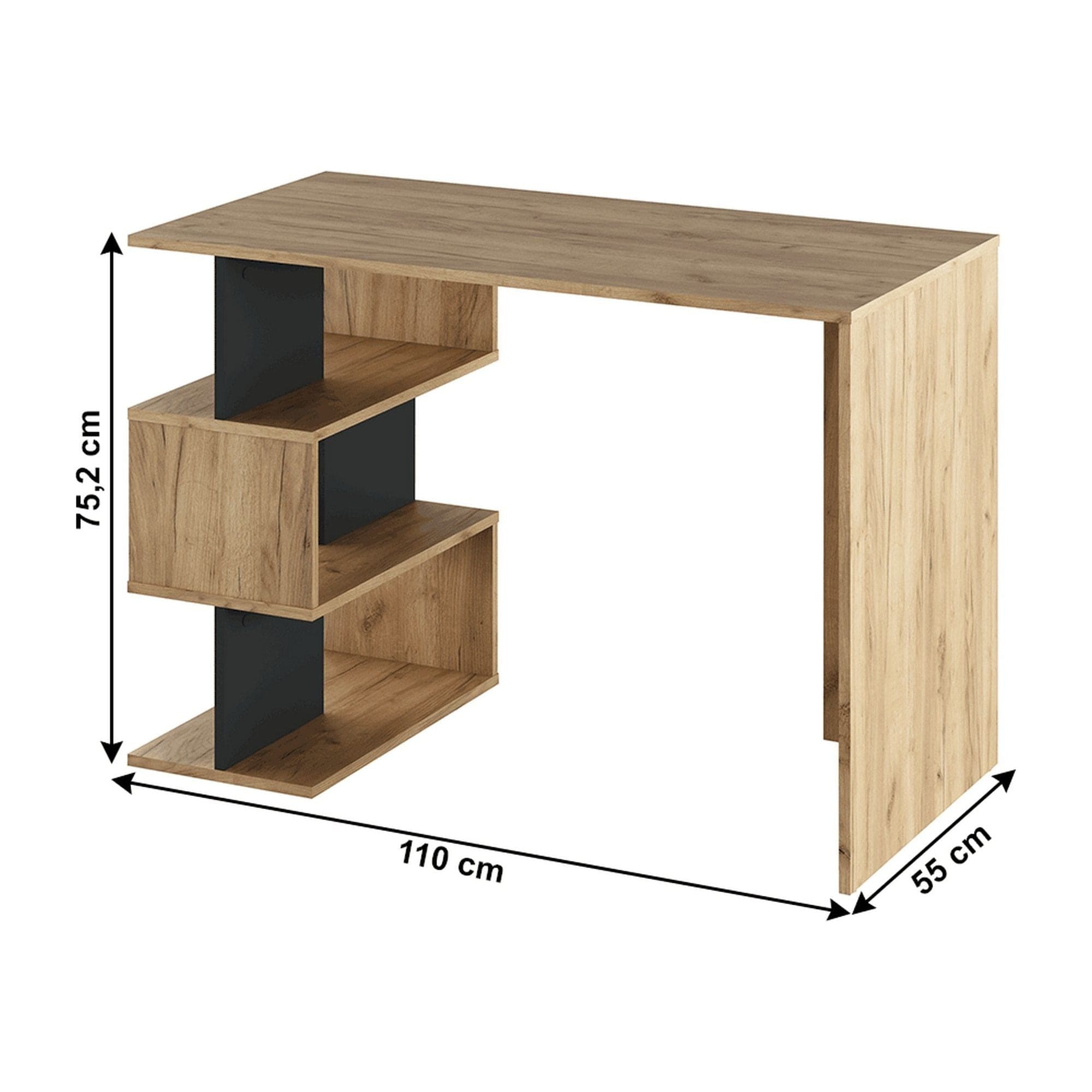 Masa birou ABES, stejar sonoma/gri, PAL laminat, 110x55x75 cm