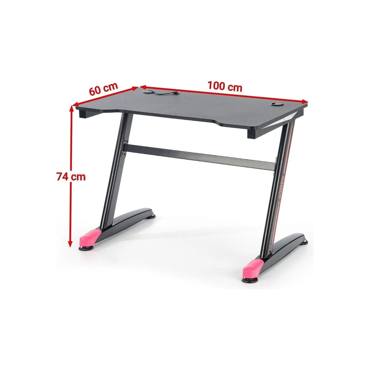 Masa birou B40, negru/rosu, 100x60x74 cm