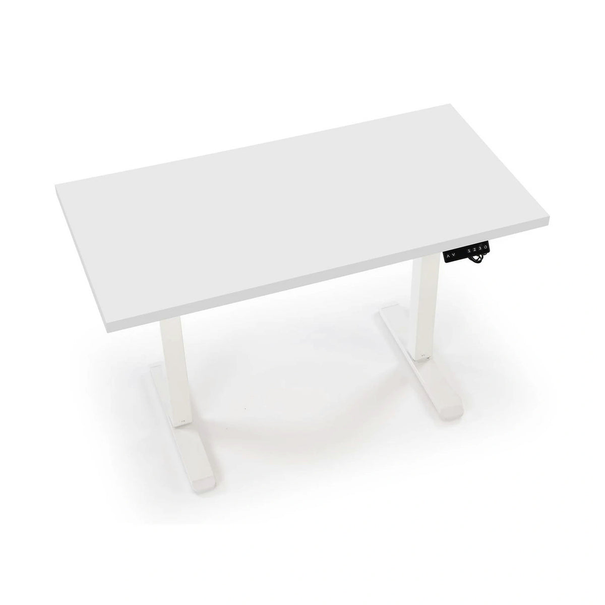 Masa birou B54, alb, PAL laminat/otel, 120x60x75-120 cm