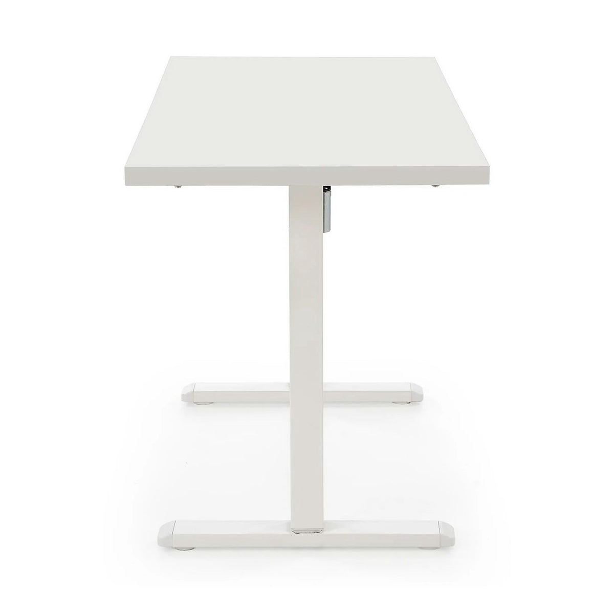 Masa birou B54, alb, PAL laminat/otel, 120x60x75-120 cm