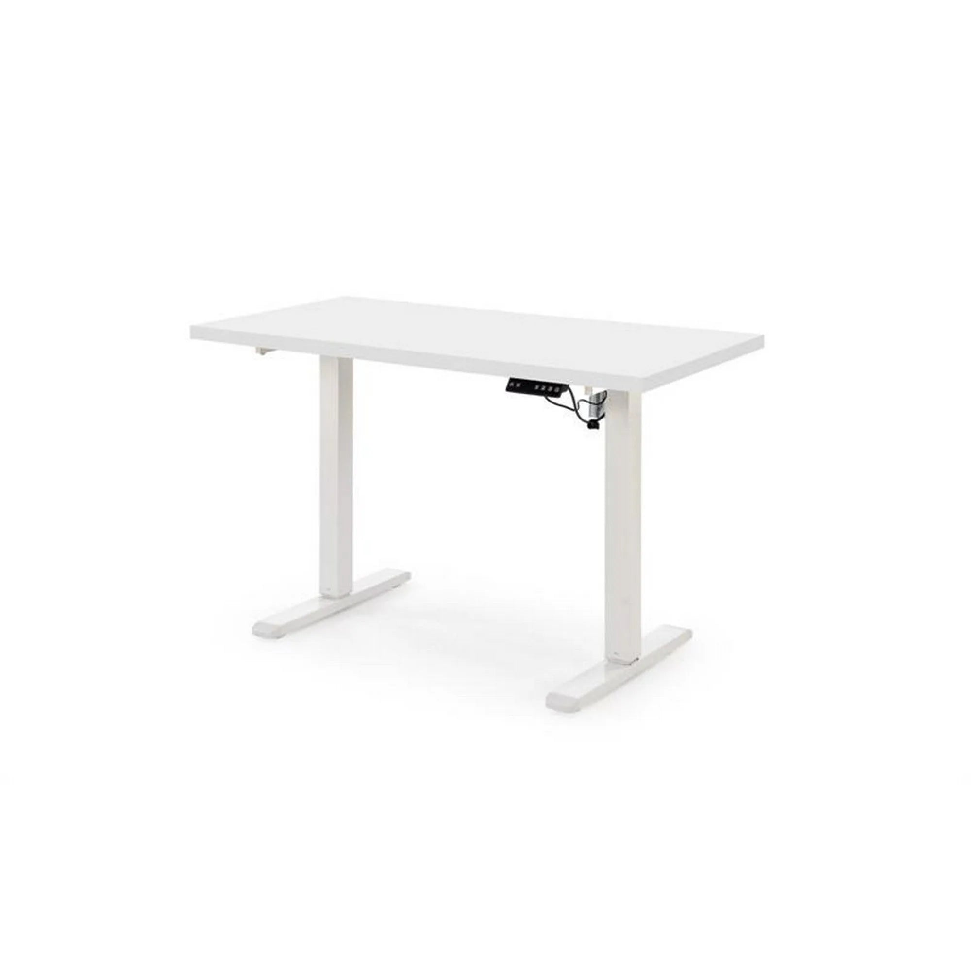 Masa birou B54, alb, PAL laminat/otel, 120x60x75-120 cm