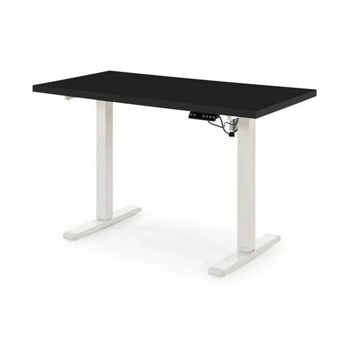 Masa birou B54, negru/alb, PAL laminat/otel, 120x60x75-120 cm