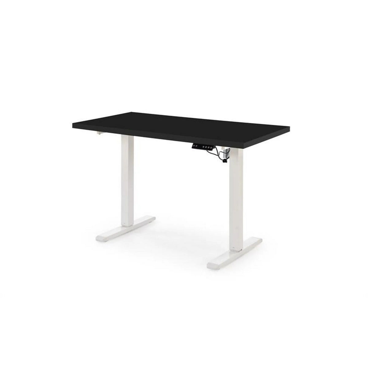 Masa birou B54, negru/alb, PAL laminat/otel, 120x60x75-120 cm
