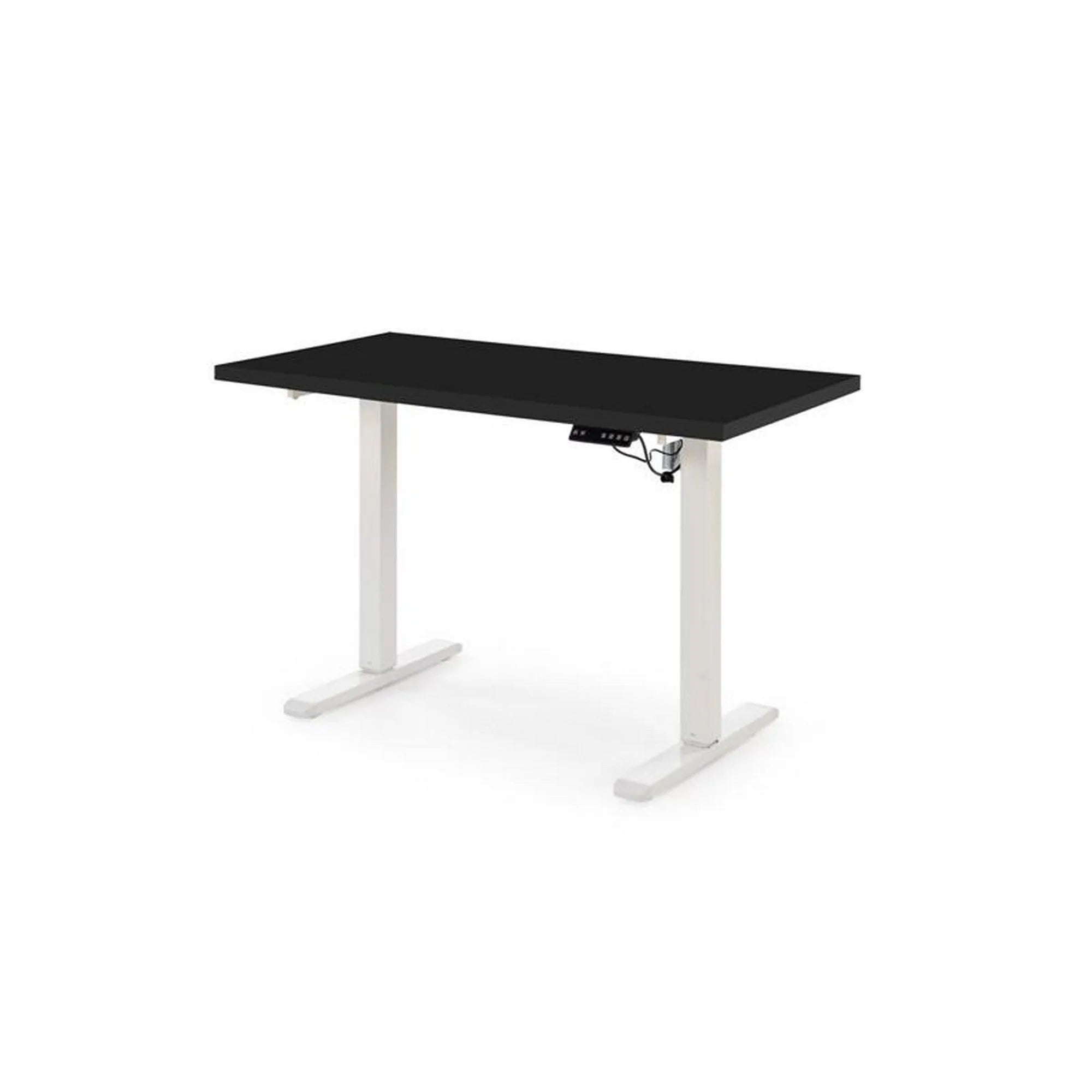 Masa birou B54, negru/alb, PAL laminat/otel, 120x60x75-120 cm