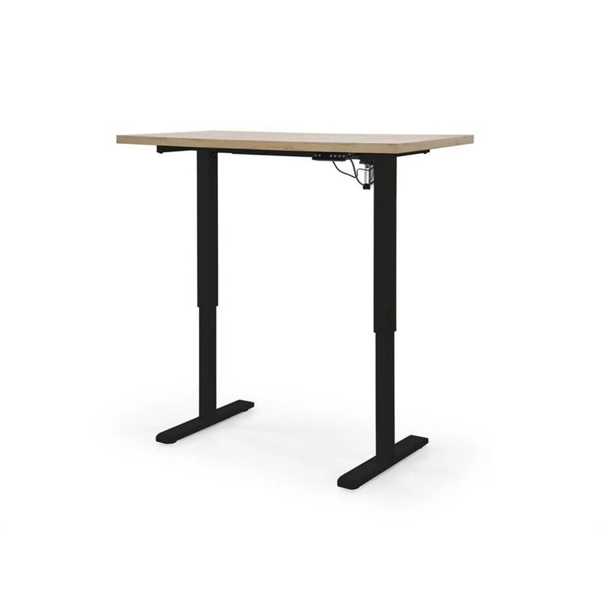 Masa birou B54, stejar artisan/negru, PAL laminat/otel, 120x60x75-120 cm