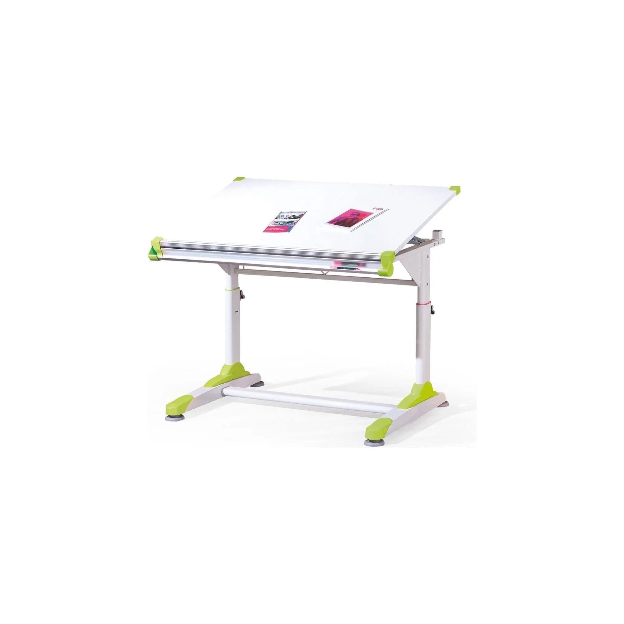 Masa birou COLLORIDO, alb/roz, 100x66x69/84 cm