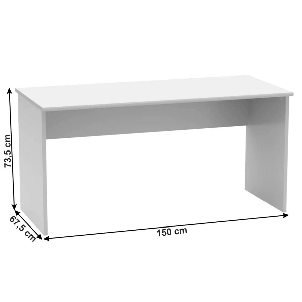 Masa birou JOHAN 2 NEW 01, alb, DTD laminat, 150x68x74 cm