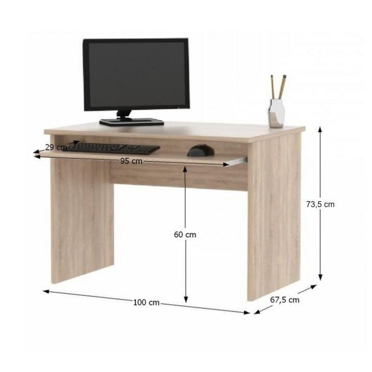 Masa birou JOHAN NEW 02, stejar sonoma, DTD laminat, 100x68x74 cm