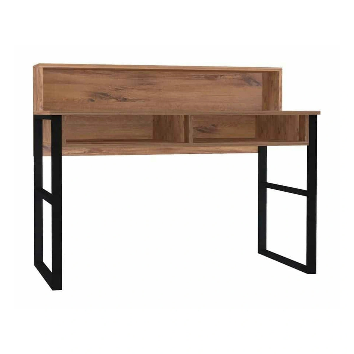 Masa birou KEMO, nuc/negru, PAL melaminat, 120x55x96 cm