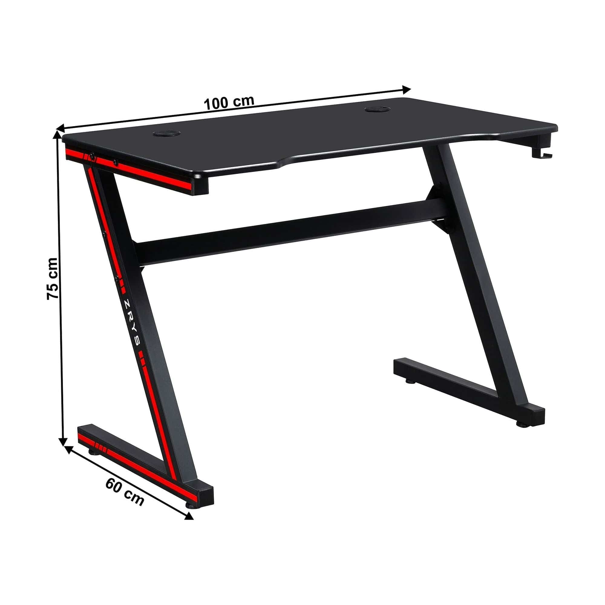 Masa birou MACKENZIE, negru/rosu, 100x60x75 cm