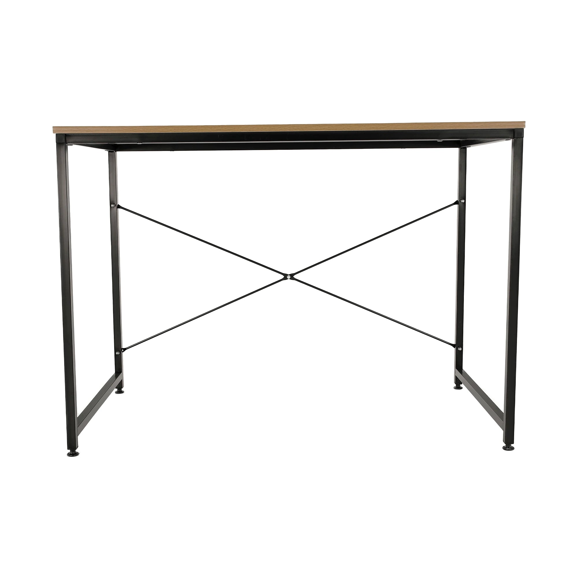 Masa birou MELLORA, stejar/negru, DTD laminat/metal, 100x60x72 cm