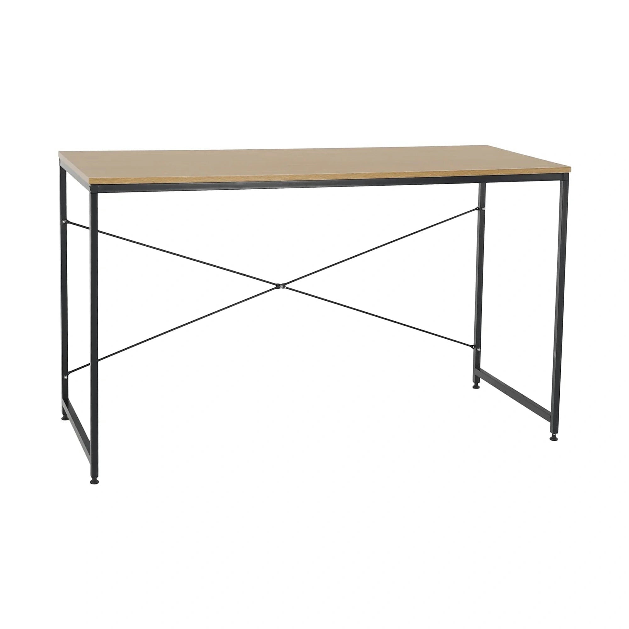 Masa birou MELLORA, stejar/negru, PAL laminat/metal, 120x60x72 cm