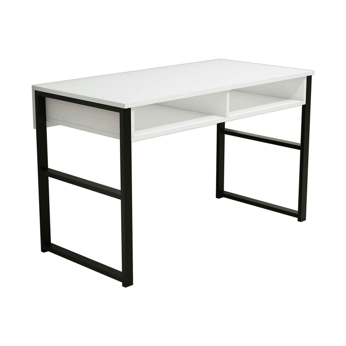 Masa birou MISTO, alb/negru, PAL melaminat/metal, 120x60x75 cm