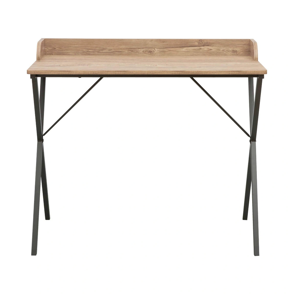 Masa birou OFIS, stejar/negru, DTD laminat/metal, 90x50x79 cm