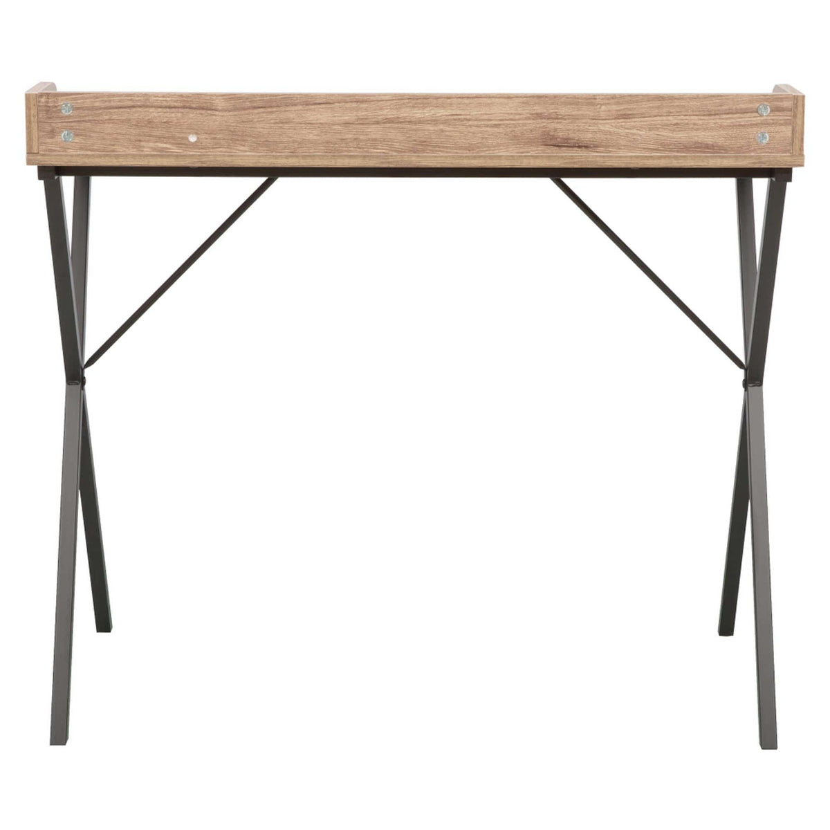 Masa birou OFIS, stejar/negru, DTD laminat/metal, 90x50x79 cm