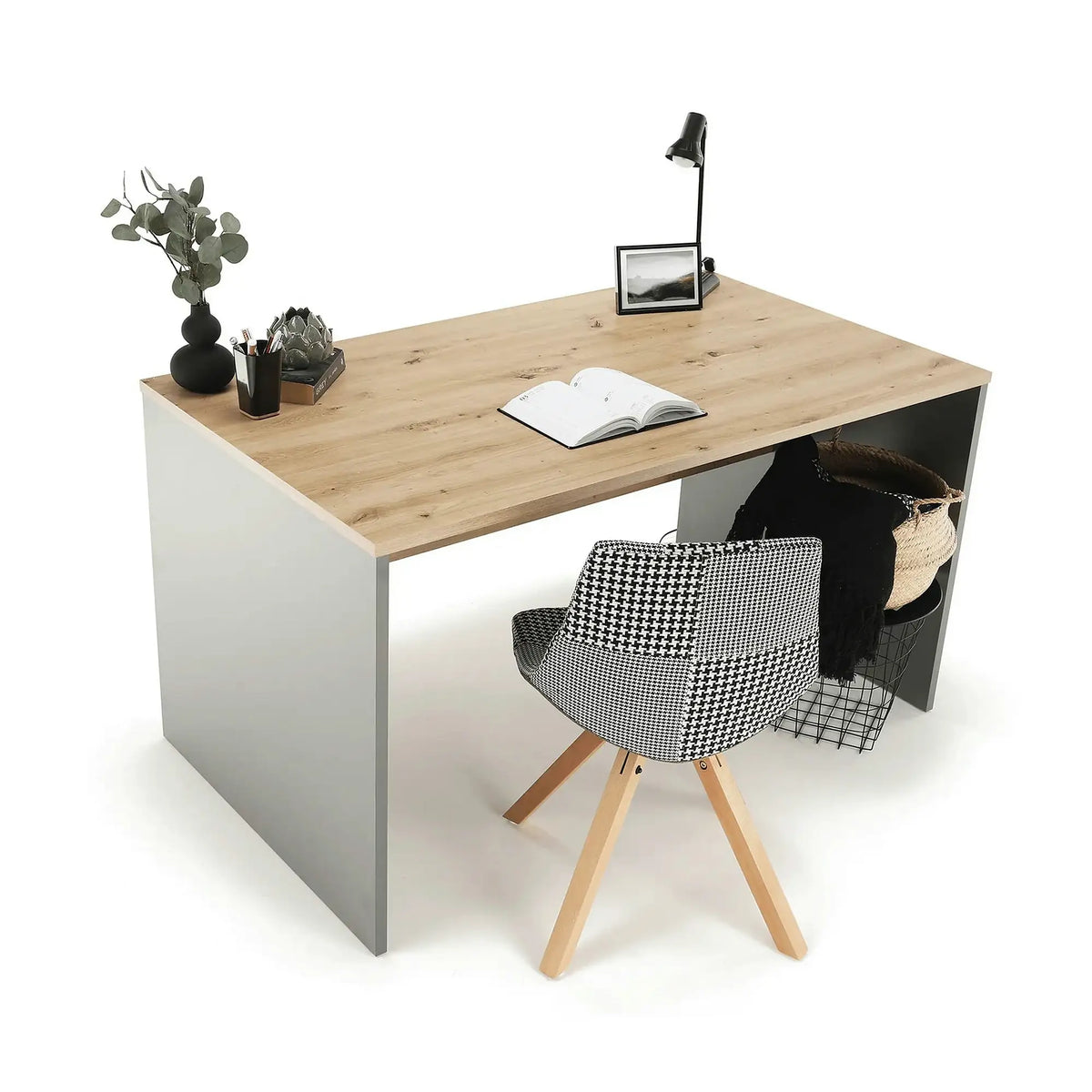 Masa birou RIOMA NEW TYP 11, stejar artisan/gri grafit, DTD laminat, 140x80x76 cm