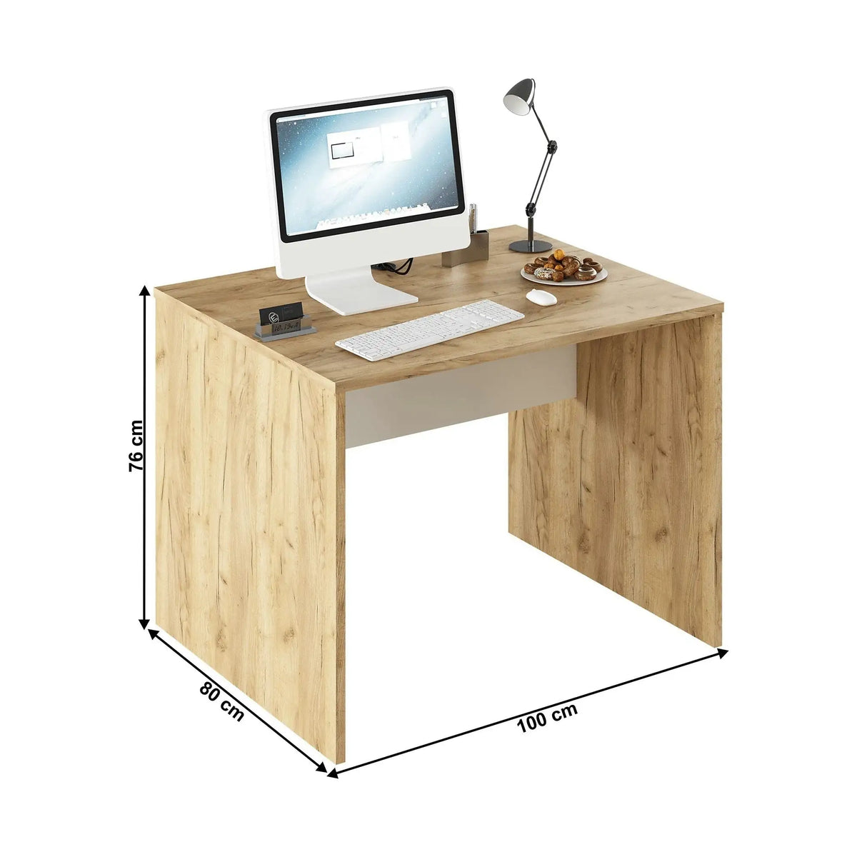 Masa birou RIOMA NEW TYP 12, stejar artisan/alb, DTD laminat, 100x80x76 cm