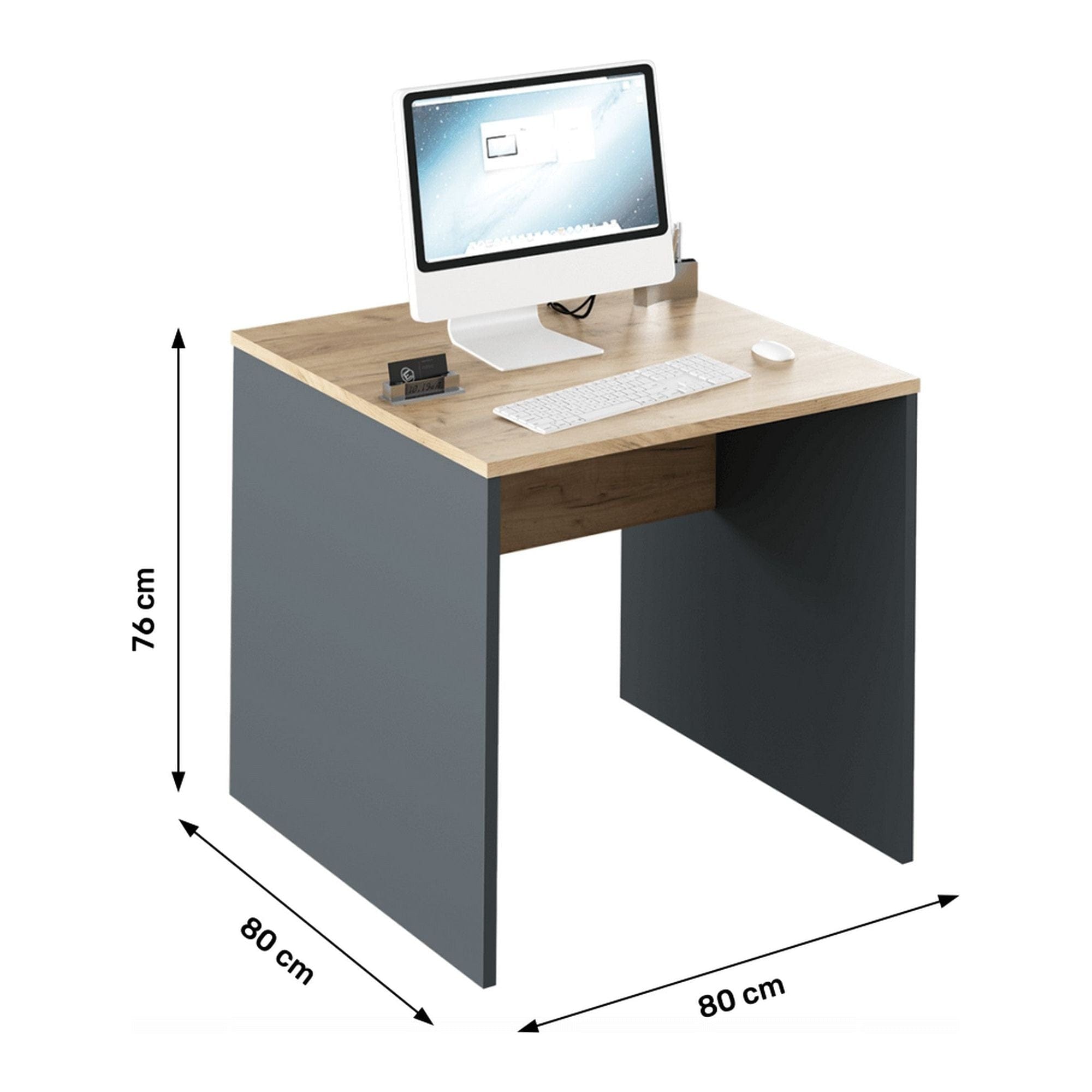 Masa birou RIOMA NEW TYP 17, gri grafit/stejar artisan, DTD laminat, 80x80x76 cm