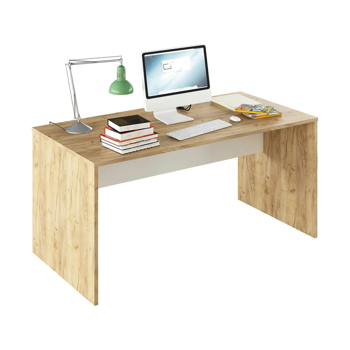 Masa birou RIOMA TYP 16, stejar artisan/alb, DTD laminat, 160x80x76 cm