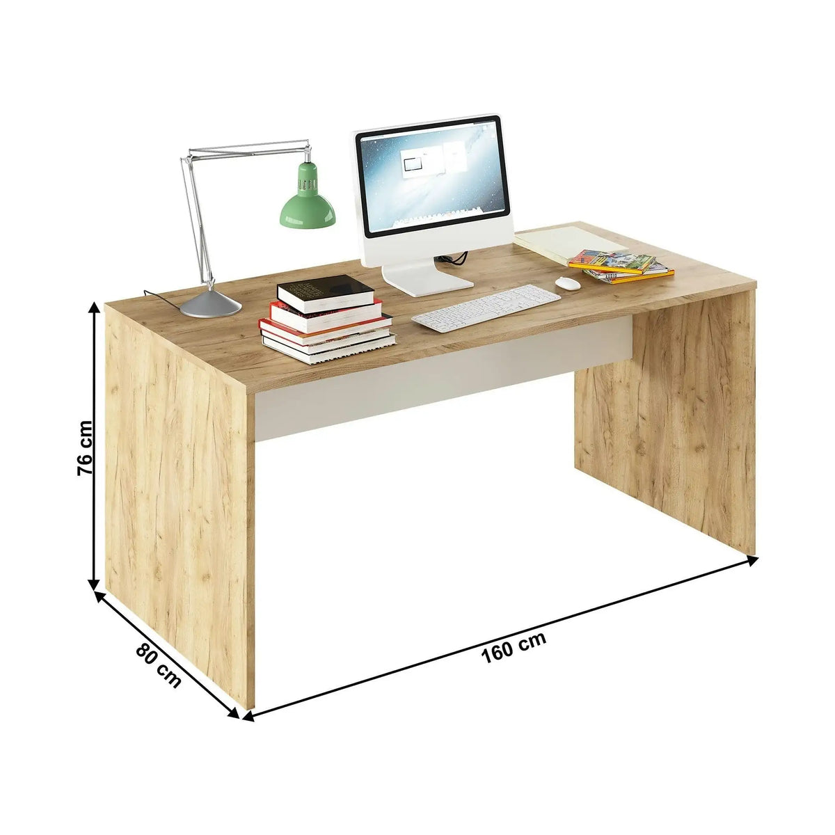 Masa birou RIOMA TYP 16, stejar artisan/alb, DTD laminat, 160x80x76 cm