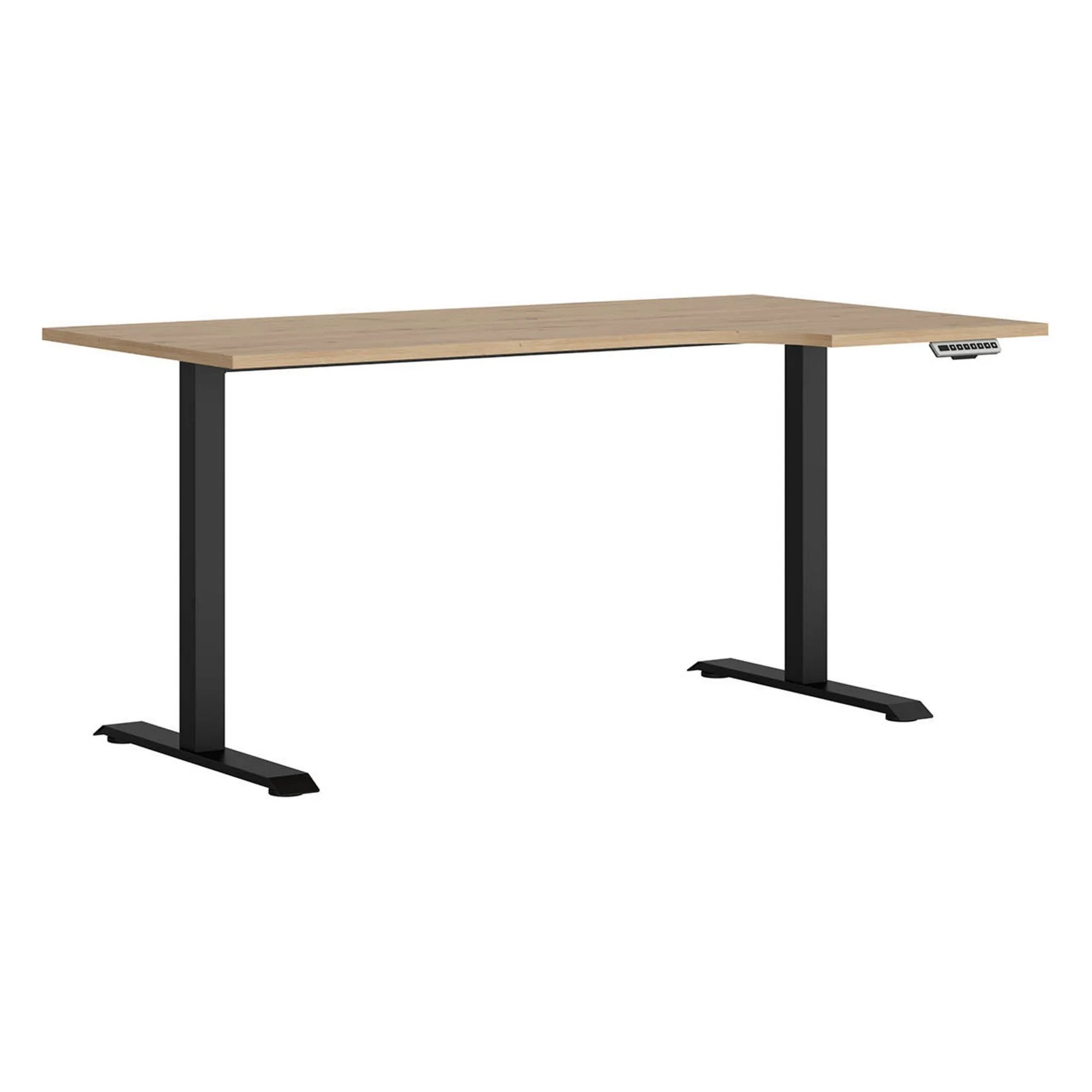 Masa birou SPACE OFFICE, stejar artisan/negru, PAL laminat/metal, pe dreapta cu inaltime reglabilla, 160x90x72-120 cm