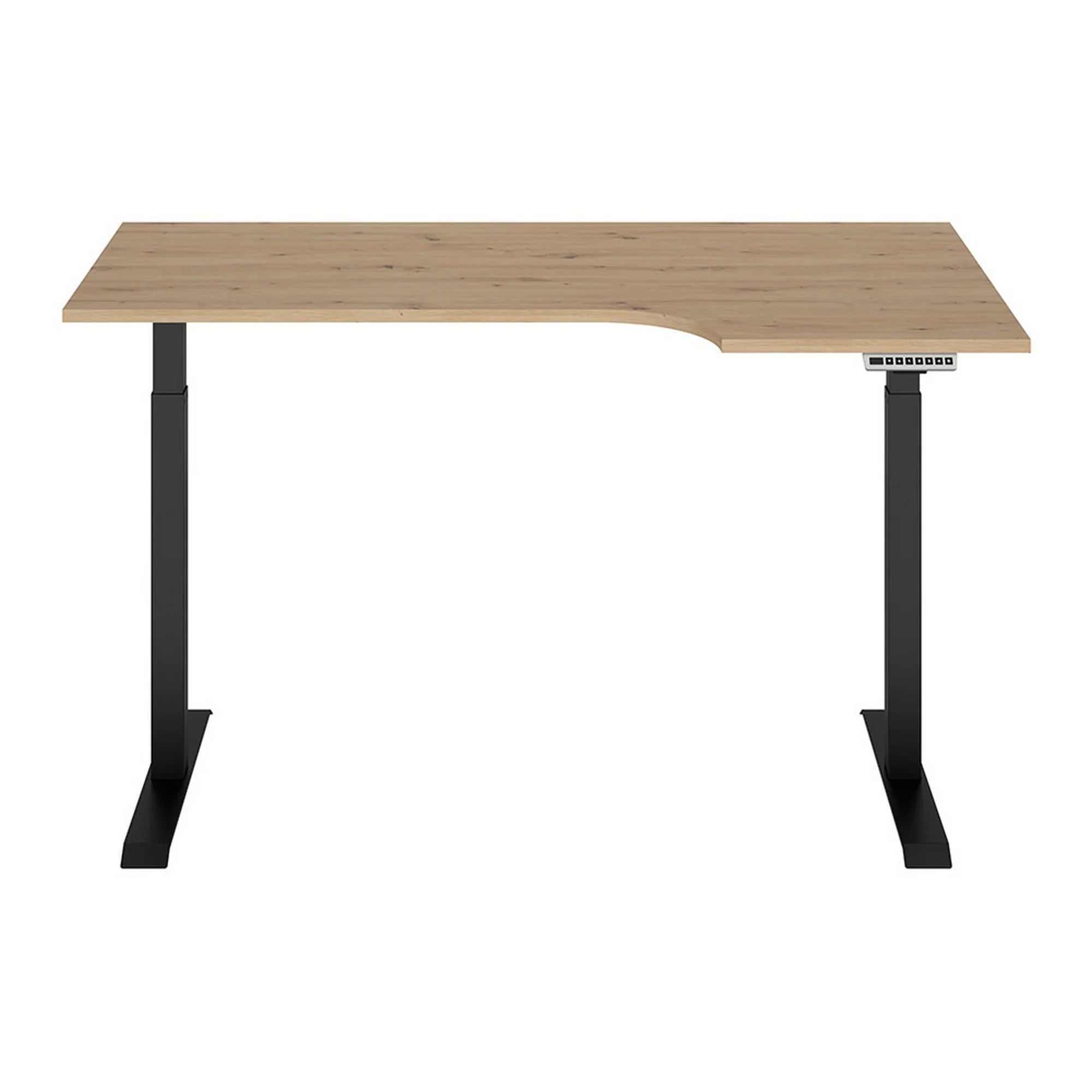 Masa birou SPACE OFFICE, stejar artisan/negru, PAL laminat/metal, pe dreapta cu inaltime reglabilla, 160x90x72-120 cm