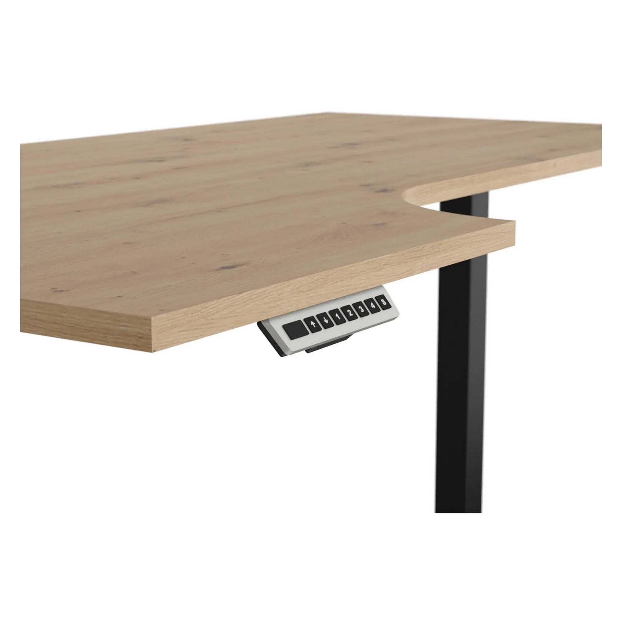 Masa birou SPACE OFFICE, stejar artisan/negru, PAL laminat/metal, pe stanga cu inaltime reglabila, 160x90x72-120 cm