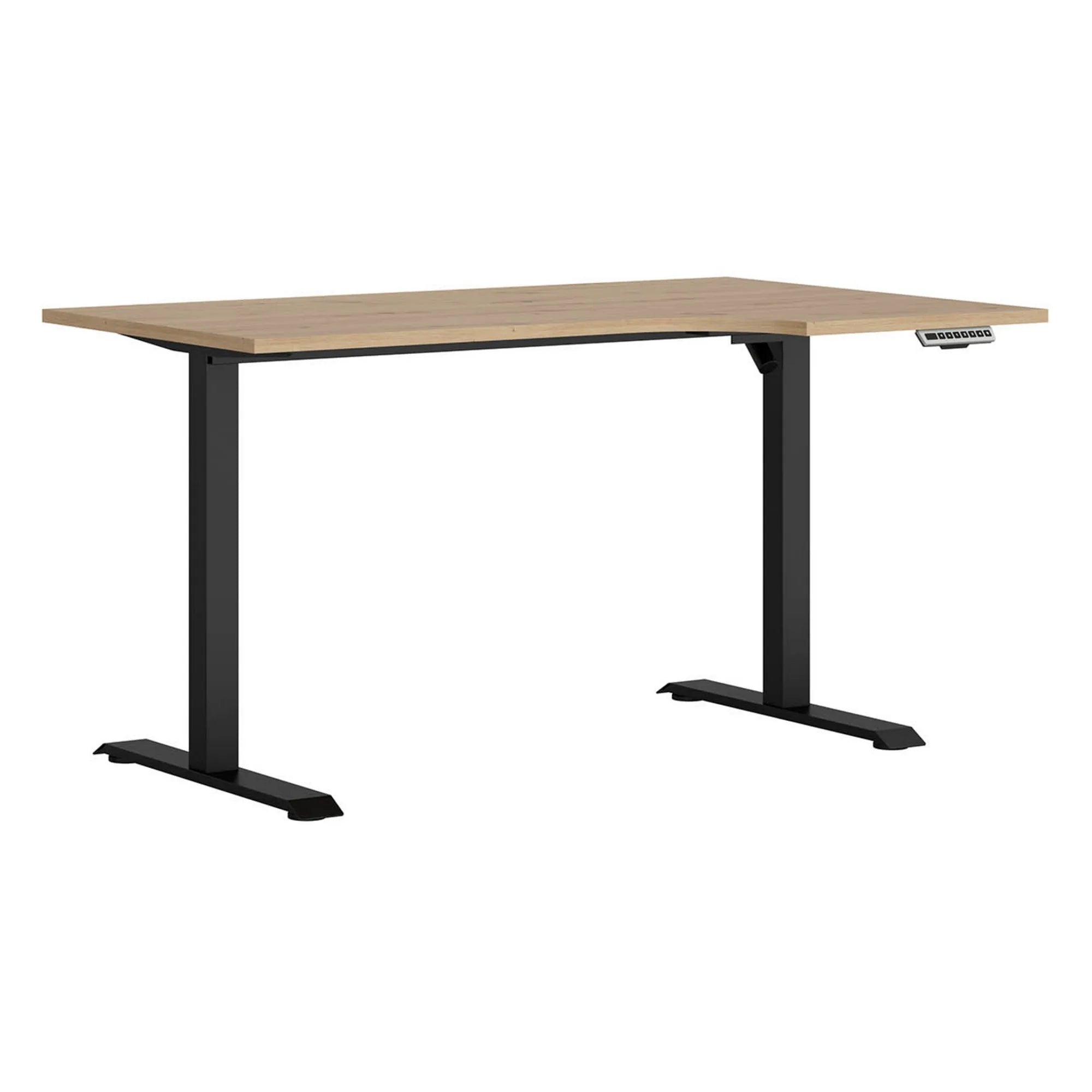 Masa birou SPACE OFFICE, stejar artisan/negru, PAL laminat/negru, pe dreapta cu inaltime reglabila, 140x90x72-120 cm