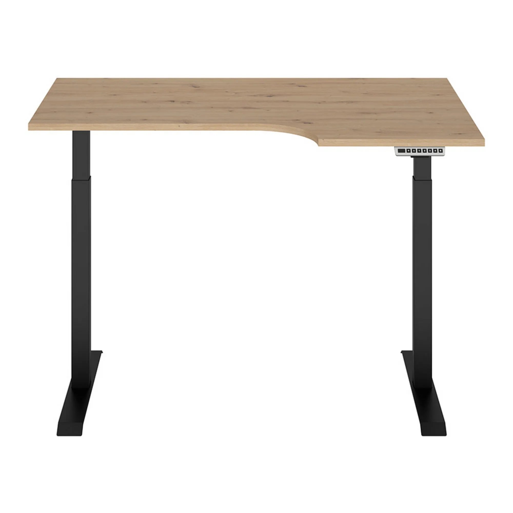 Masa birou SPACE OFFICE, stejar artisan/negru, PAL laminat/negru, pe dreapta cu inaltime reglabila, 140x90x72-120 cm