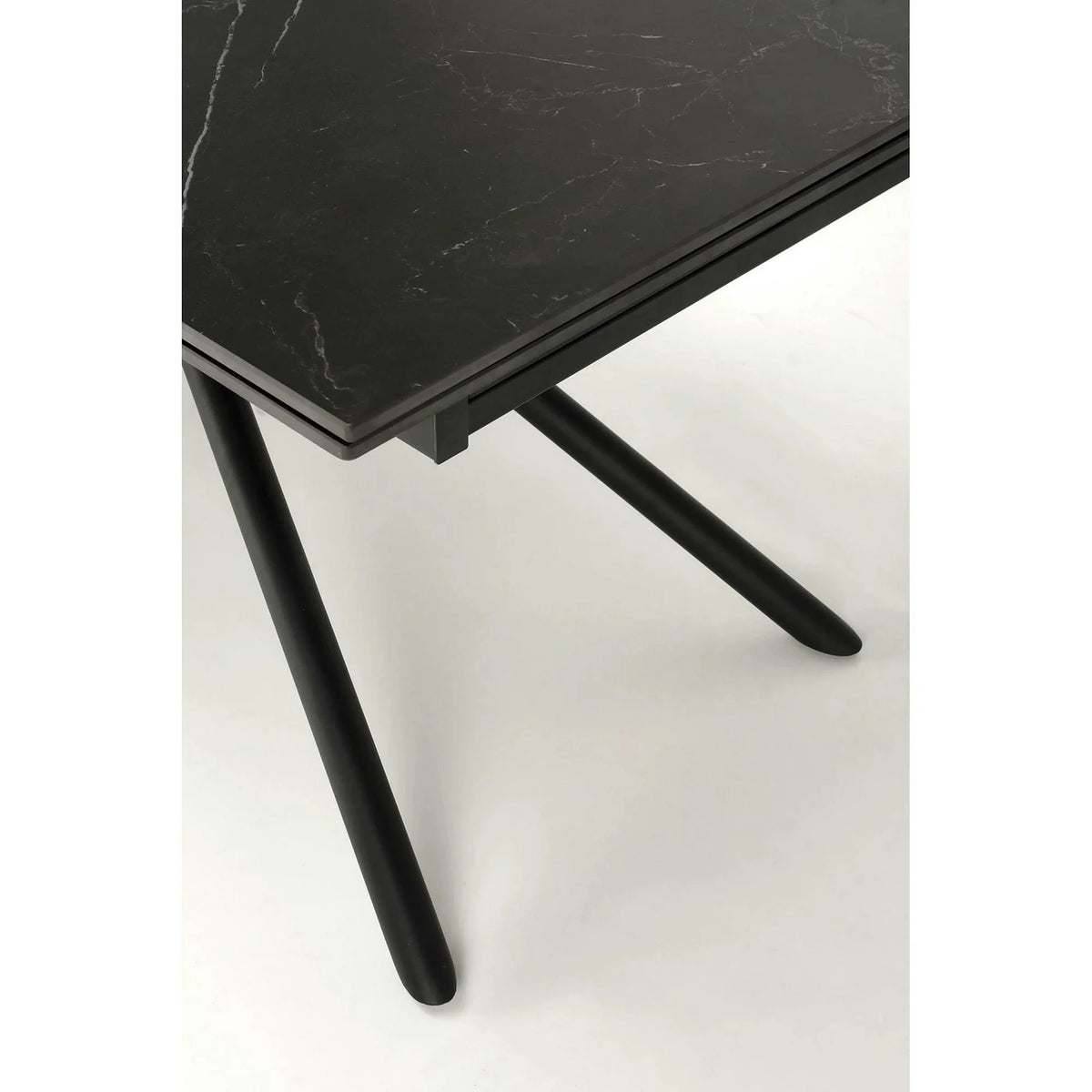 Masa blat ceramica/metal VITORINO, negru, 160/220x90x75 cm