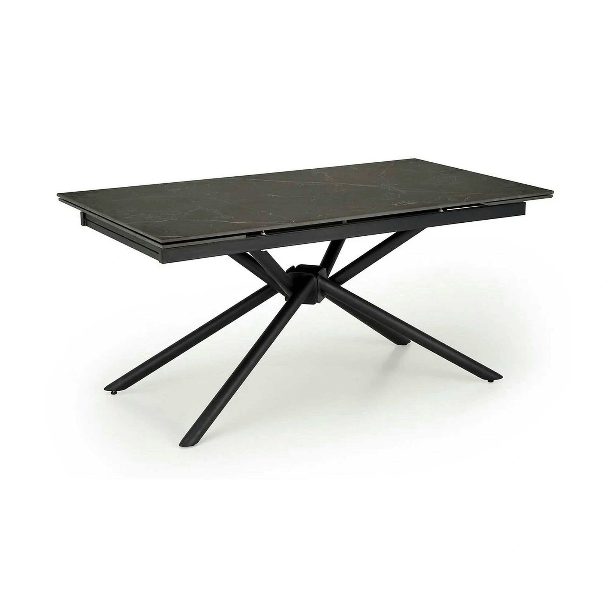 Masa blat ceramica/metal VITORINO, negru, 160/220x90x75 cm