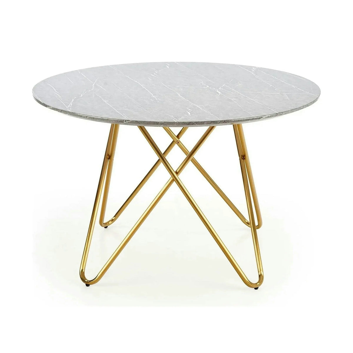 Masa BONELLO, gri/auriu, 120x120x76 cm