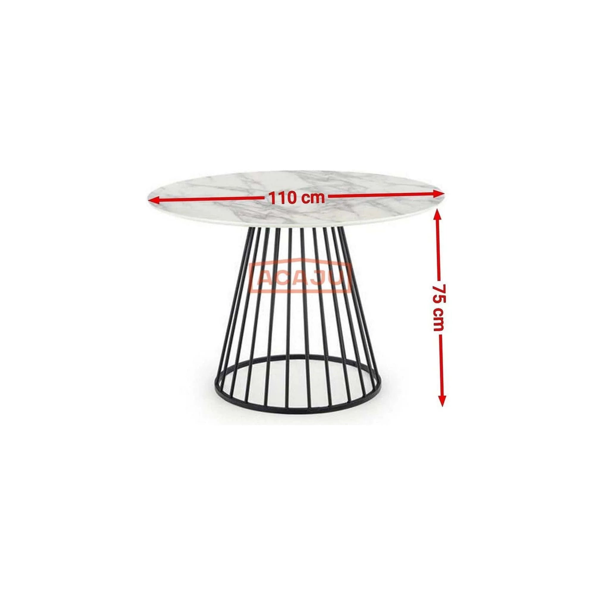 Masa BRODWAY, alb cu efect de marmura, 110x110x75 cm