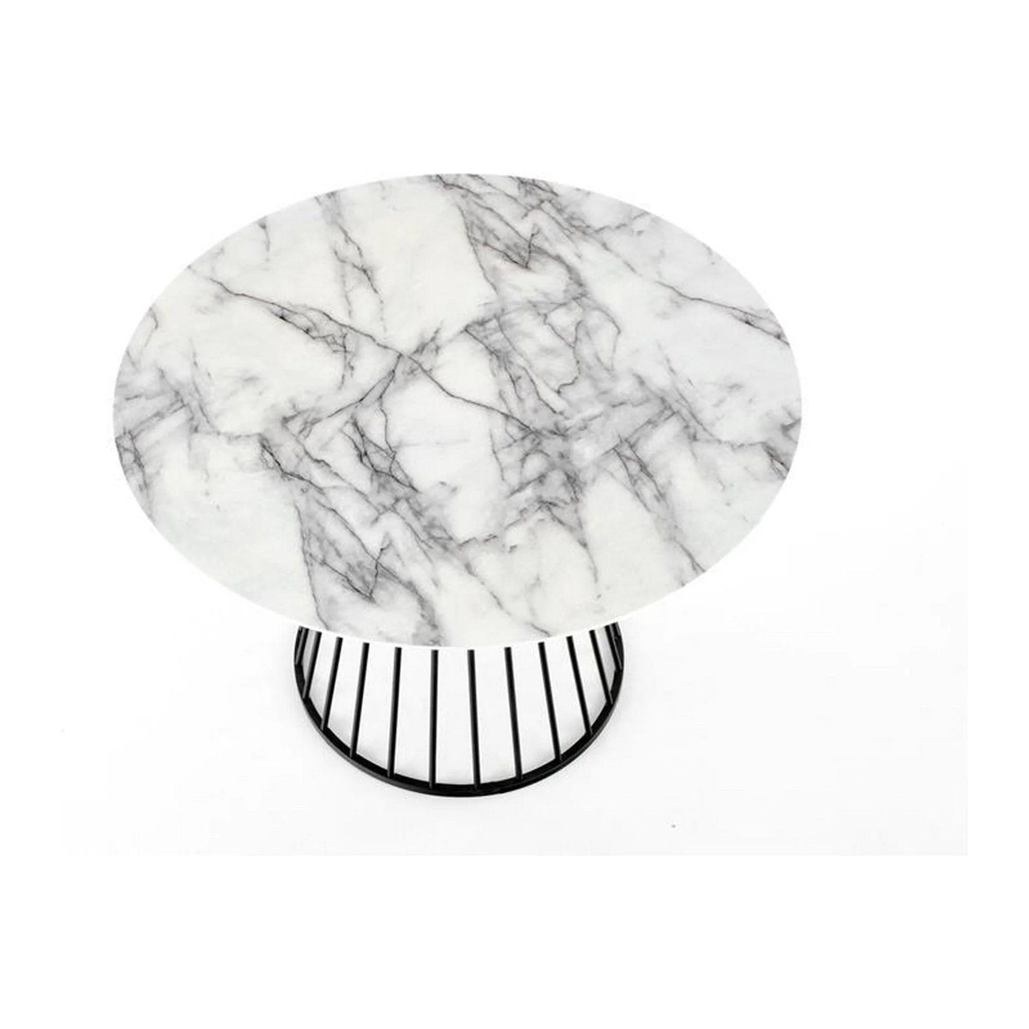 Masa BRODWAY, alb cu efect de marmura, 110x110x75 cm