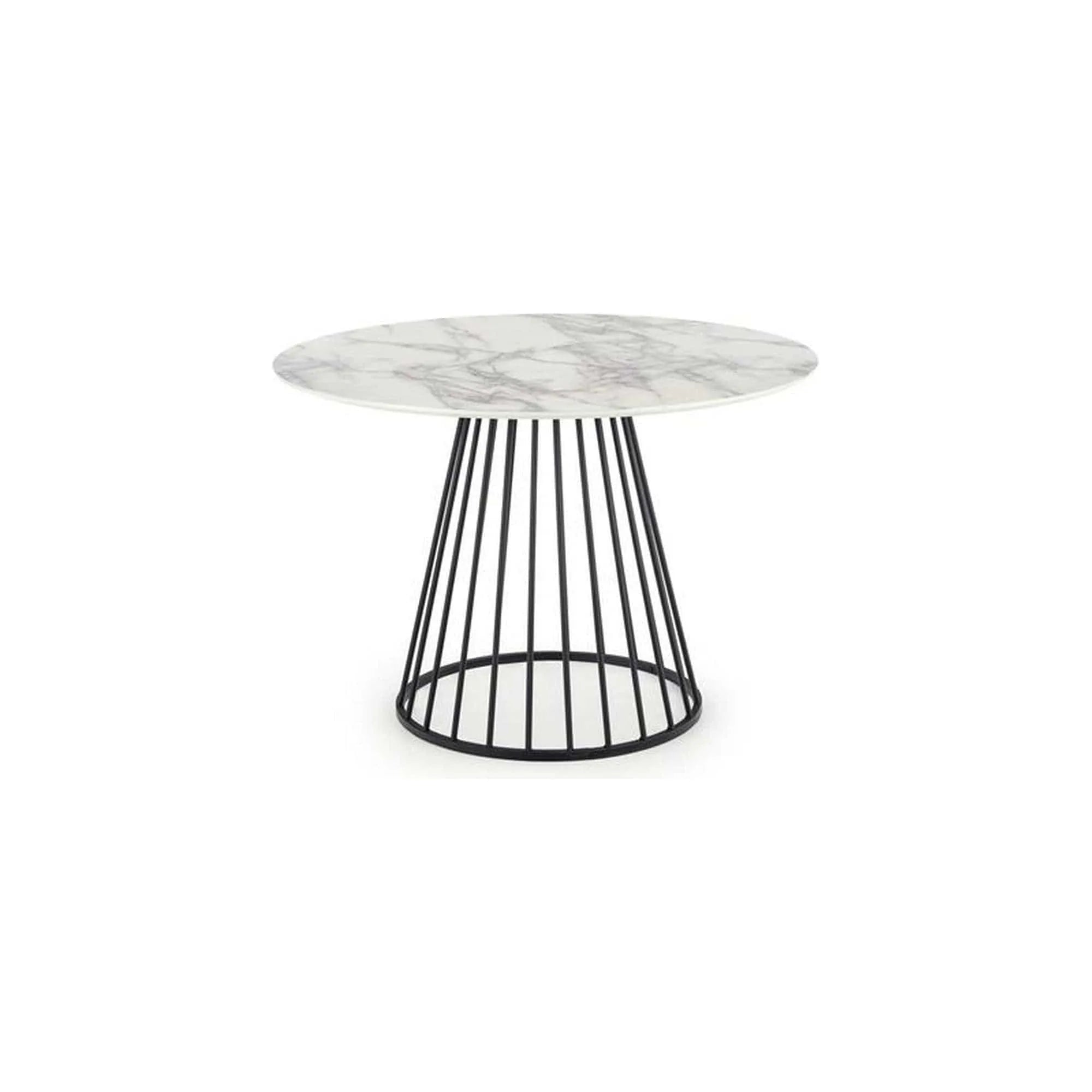 Masa BRODWAY, alb cu efect de marmura, 110x110x75 cm