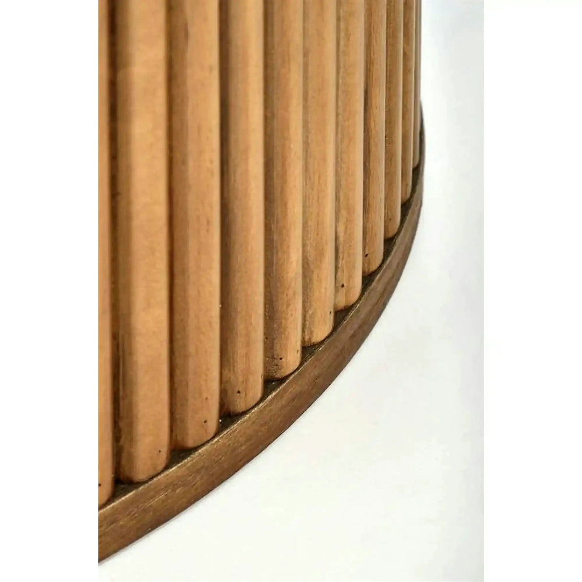Masa BRUNO, alb cu efect de marmura/nuc, 120x120x76 cm