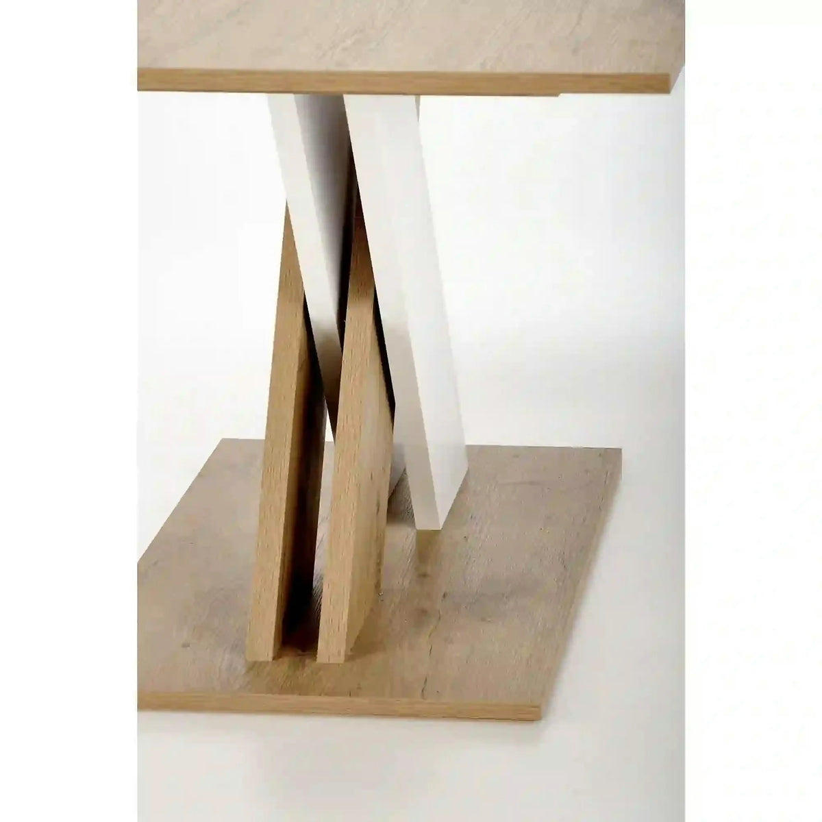 Masa bucatarie dreptunghiulara XARELTO, stejar/alb, PAL/furnir, 130/175x85x76 cm