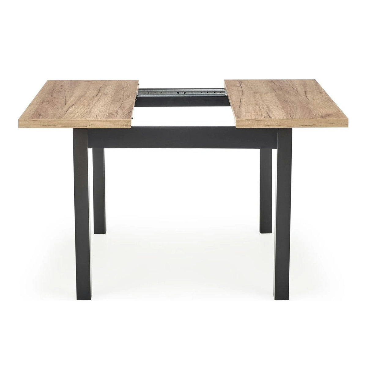 Masa bucatarie extensibila lemn TIAGO, stejar/negru, 90/125x90x77 cm