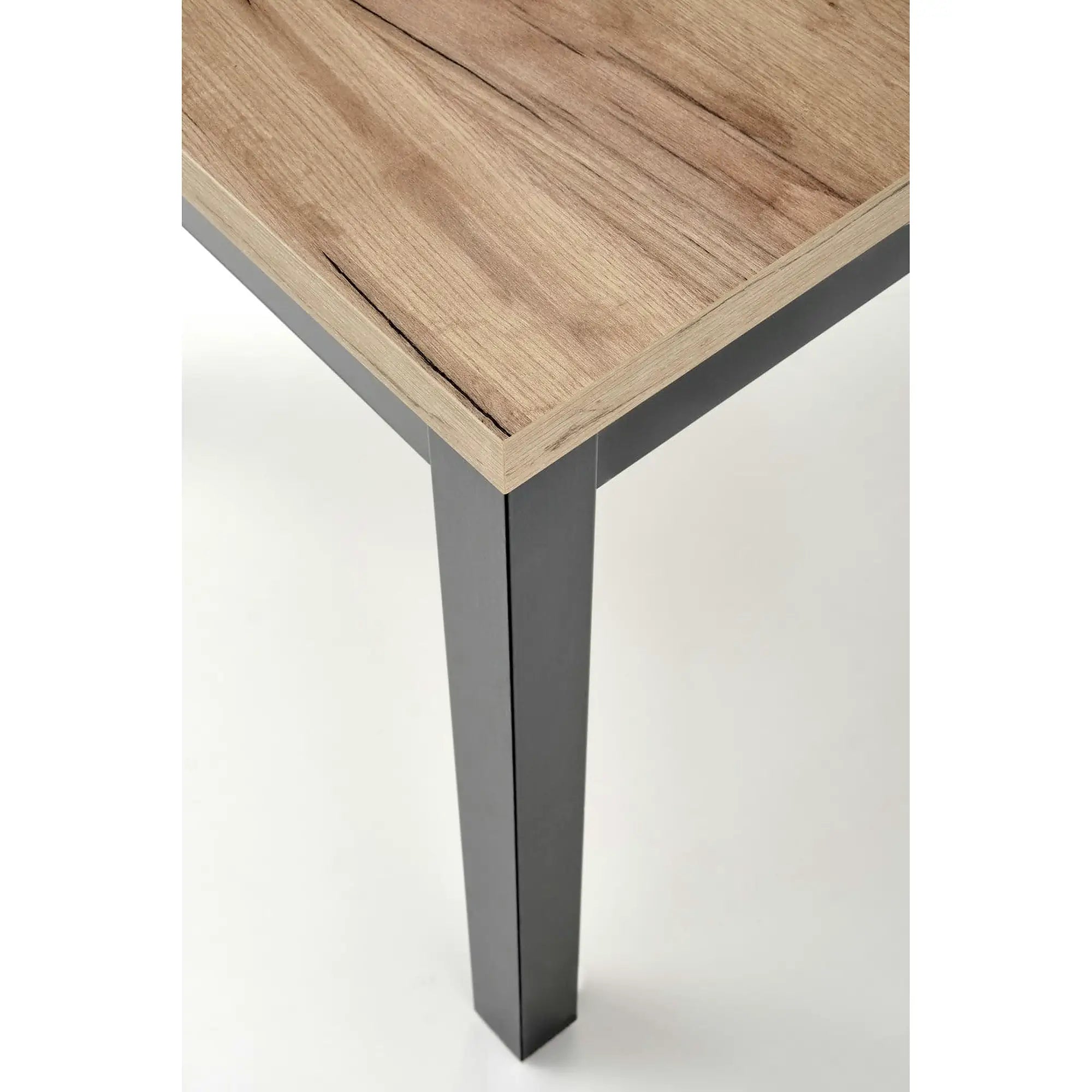 Masa bucatarie extensibila lemn TIAGO, stejar/negru, 90/125x90x77 cm