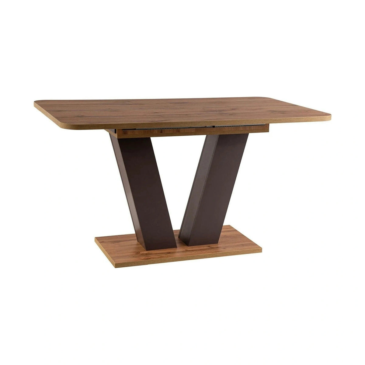 Masa bucatarie maro/stejar PLATON, PAL laminat, 136/176x80x76 cm