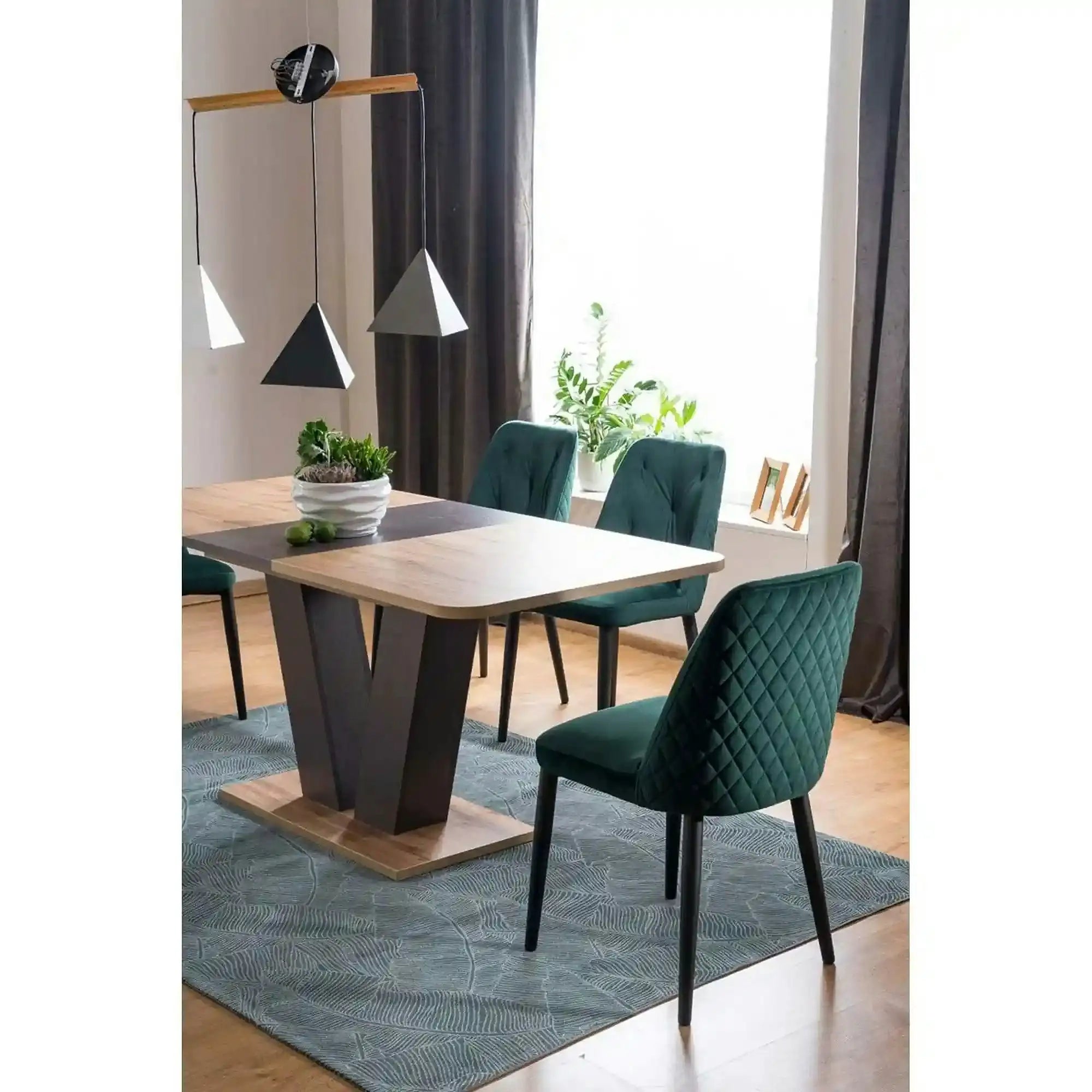 Masa bucatarie maro/stejar PLATON, PAL laminat, 136/176x80x76 cm
