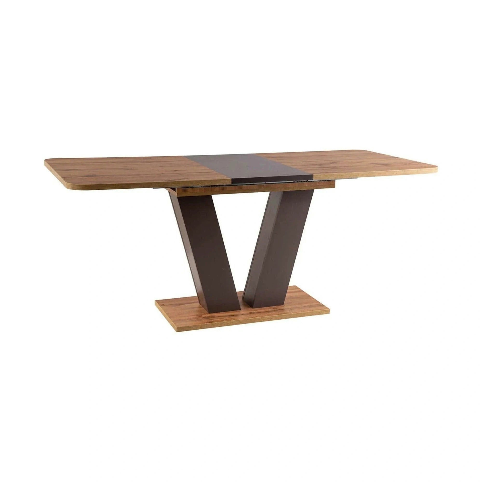 Masa bucatarie maro/stejar PLATON, PAL laminat, 136/176x80x76 cm