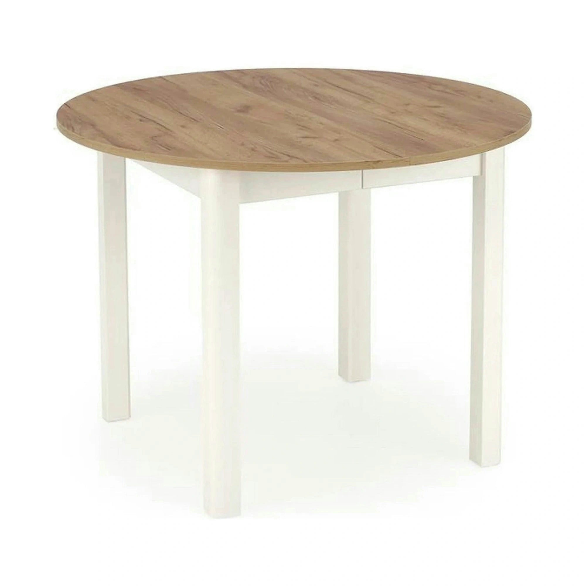 Masa bucatarie rotunda RINGO, stejar/alb, PAL furniruit, 102/142x102x76 cm