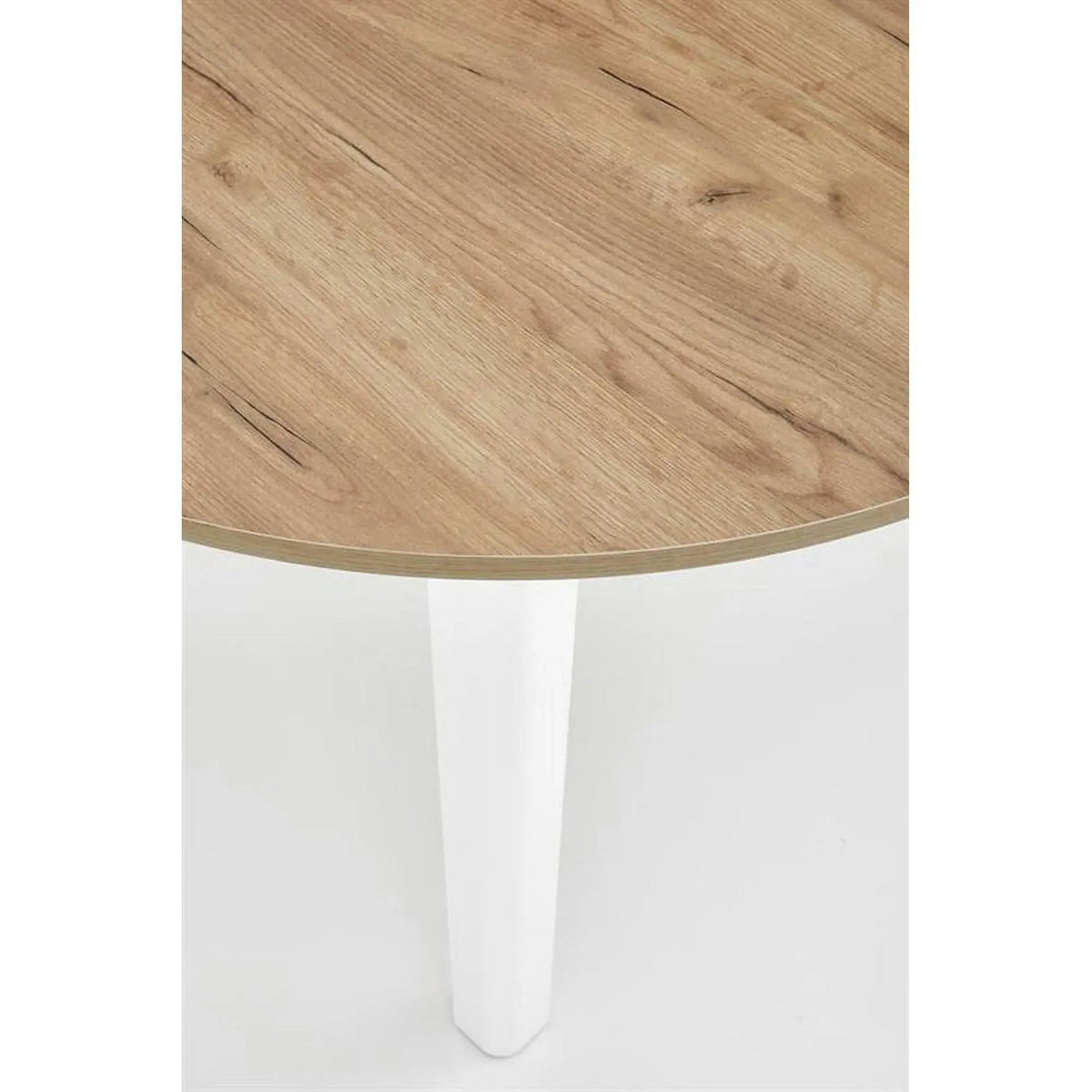 Masa bucatarie rotunda RINGO, stejar/alb, PAL furniruit, 102/142x102x76 cm